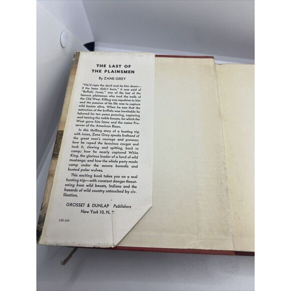 Vintage 1936 THE LAST OF THE PLAINSMEN by Zane Grey IN DUST JACKET Hardcover - Picture 4 of 8